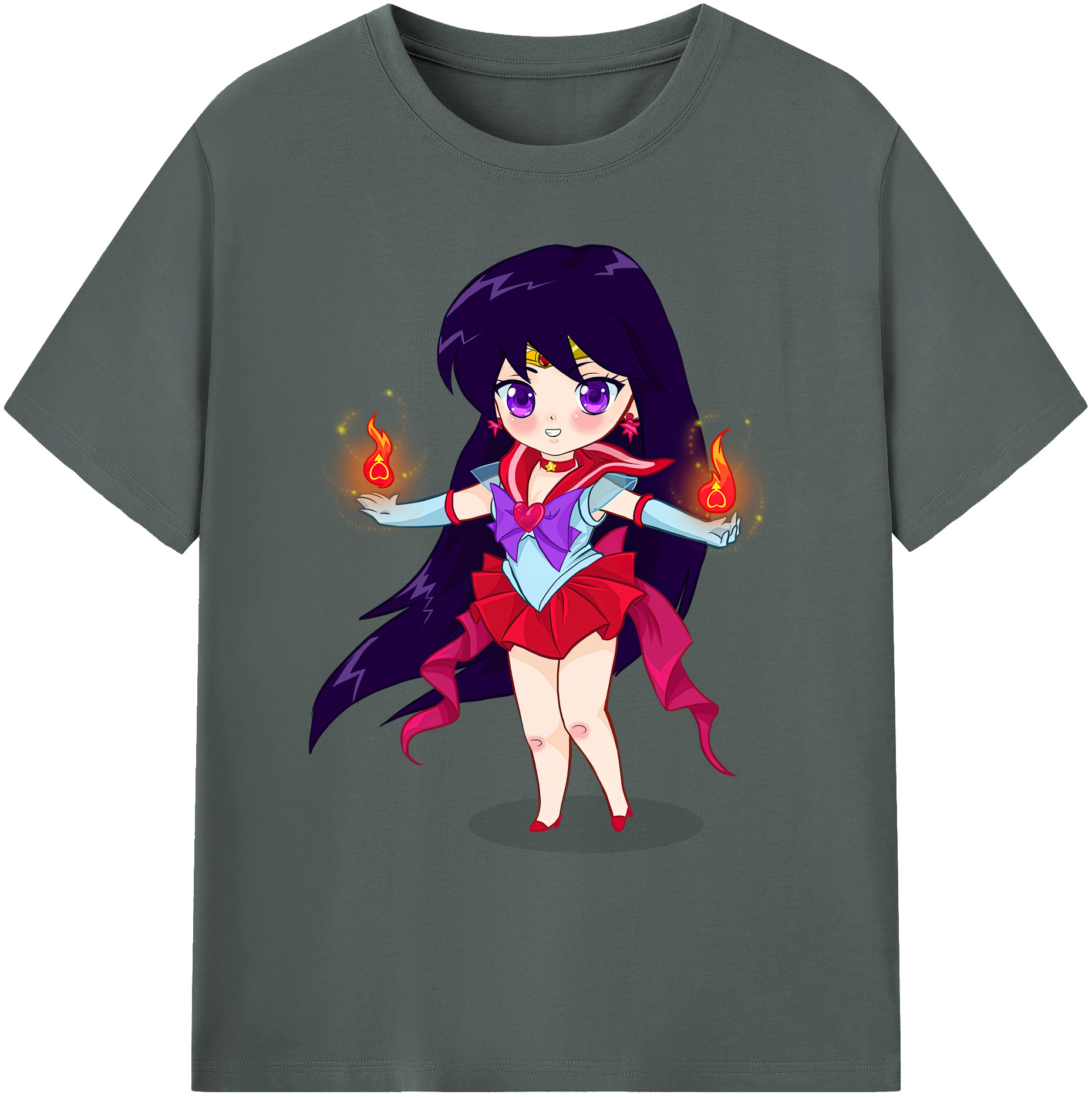 （画像用） 美少女戦士セーラームーン 火野レイ ひの レイ Sailor Moon Hino Rei （セーラーマーズ,Sailor Mars） 綿100％ メンズ半袖Tシャツ｜肌触りやわらか＆通気性